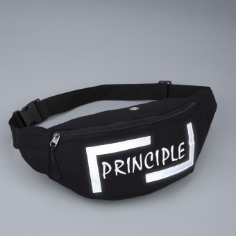 Сумка поясная"Principle" на молнии, 35*12*5 см, светотражающие элементы, черный