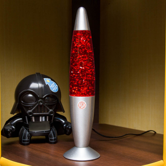 Лава лампа с блестками в сером корпусе 42 см Красная