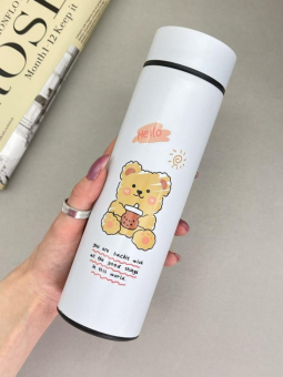 Термос с датчиком температуры «Sweet bear», white (500 ml)