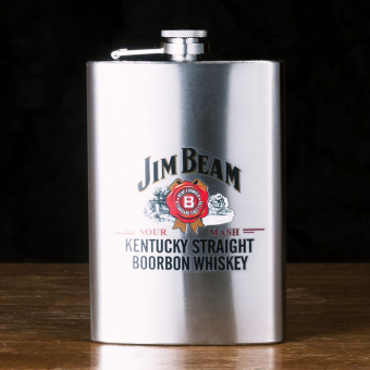 Набор  фляжка со стопками Jim Beam сталь