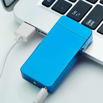 Импульсная зажигалка двойная  Lighter синяя