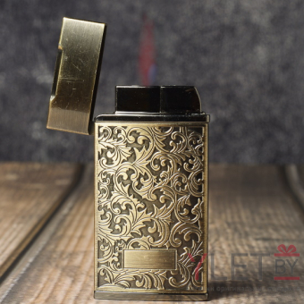 Зажигалка газовая турбо Broad Узоры Платина