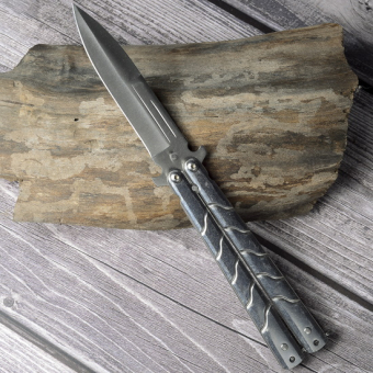 Нож бабочка Серебро Волна