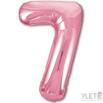Шар (40''/102 см) Цифра, 7 Slim, Розовый фламинго