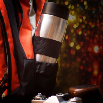 Термокружка с кнопкой 400ml (черная)