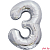 Шар (34''/86 см) Цифра, 3, Серебро