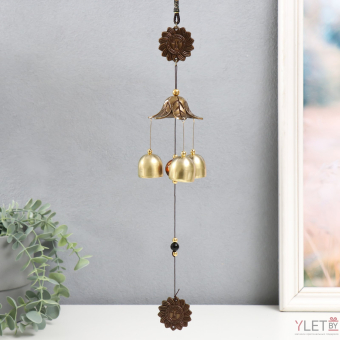 Китайские колокольчики Музыка ветра металл "Солнце" 3 колокольчика 35 см, музыкальная подвеска