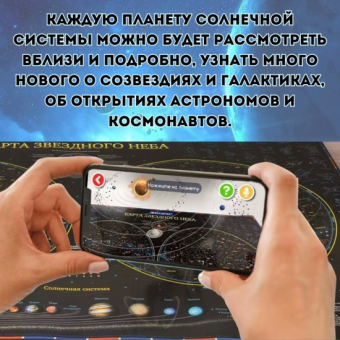 Карта Звездного неба + мобильное приложение . Планеты. 101 х 69 см
