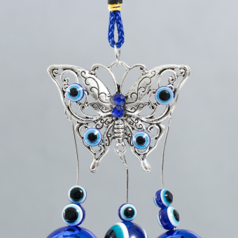 Китайские колокольчики Музыка ветра металл "Ажурная бабочка" от сглаза 2 колокольчика 20 см, музыкальная подвеска