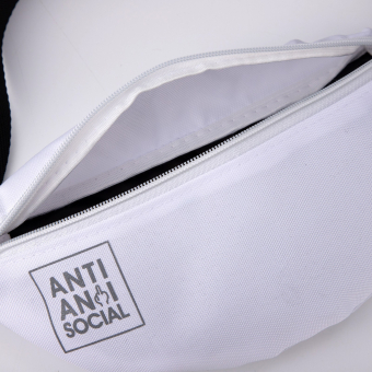 Сумка поясная "Anti social" на молнии, 32* 8*15 см, белый
