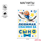 Набор магнитов на авто «Спасибо за сына», на выписку