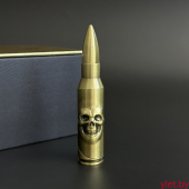 Зажигалка газовая патрон Череп, золото