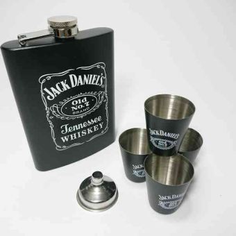 Набор фляжка и стопки Jack Daniels черный