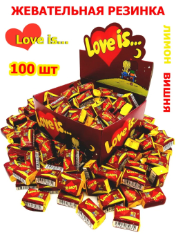 Жвачка "Love is". Вишня с лимоном, 100 шт
