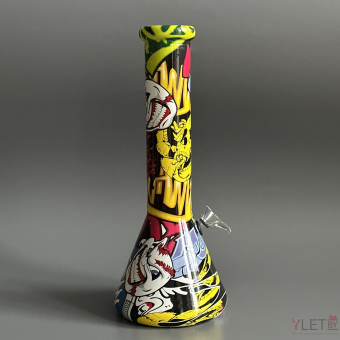 Бонг 30 см стеклянный расписной