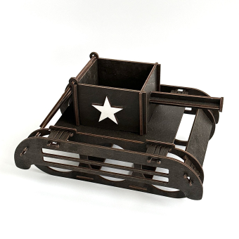 Мини-бар для пива Танк с защитой и крышкой, темный "Настоящему мужчине 23 февраля"