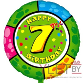 Шар (18''/46 см) Круг, Happy Birthday. Цифра 7