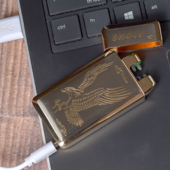 Импульсная зажигалка двойная Lighter со световым датчиком Орел