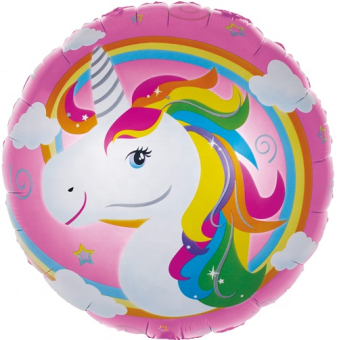 Шар (18''/46 см) Круг, Радужный Единорог, Розовый