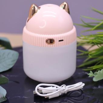 Настольный увлажнитель воздуха -  ночник "Cat", pink, портативный, USB