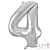 Шар (34''/86 см) Цифра, 4, Серебро