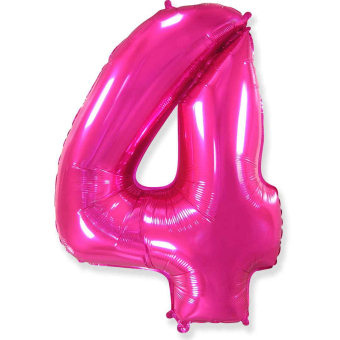 Шар (40"/ 102 см) Цифра, 4, Фуше