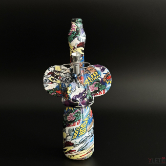 Бонг 25 см Monkey граффити WP012, стекло+силикон