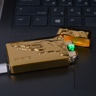 Импульсная зажигалка двойная Lighter со световым датчиком Лошадь