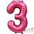 Шар (34''/86 см) Цифра, 3, Бордовый, Сатин