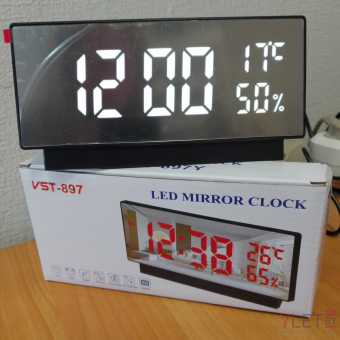 Часы-будильник зеркальные VST-897Y (белые цифры)