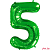 Шар (34''/86 см) Цифра, 5, Slim, Зеленый