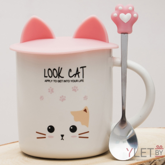 Кружка Котик Силиконовые ушки №1 Кружка Котик Силиконовые ушки №1