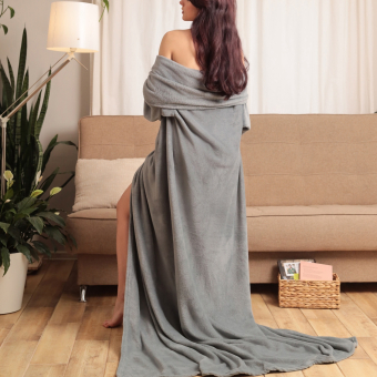 Плед с рукавами Этель 150*200 см, цв. серый, 100% п/э, корал-флис, 220 гр/м2