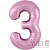 Шар (40''/102 см) Цифра, 3, Slim, Розовый
