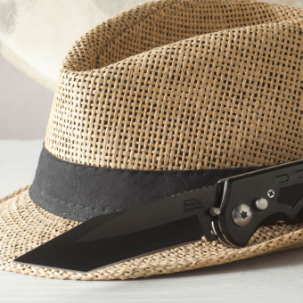 Нож металлический складной Черный в чехле