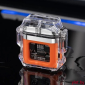 Зажигалка двойная импульсная с подсветкой Микропроцессор, Оранжевая